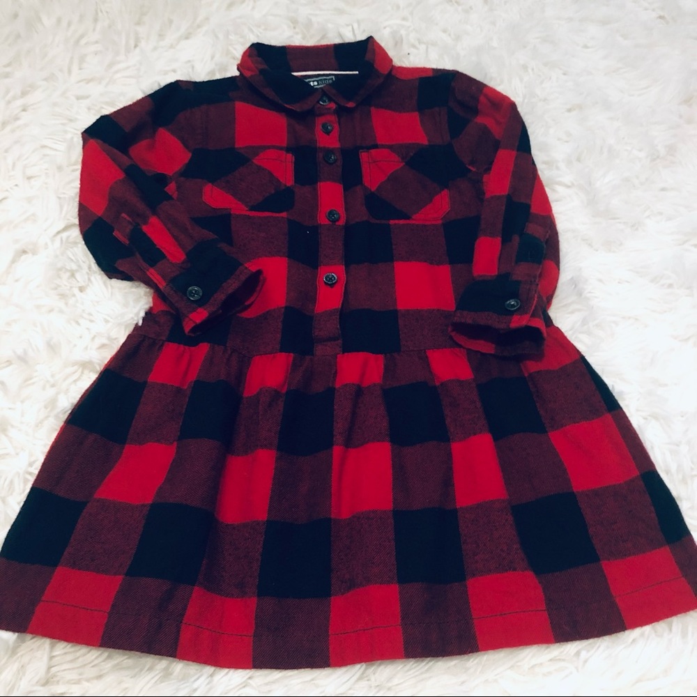 4T Roots red Park Plaid flannel toddler girls dress